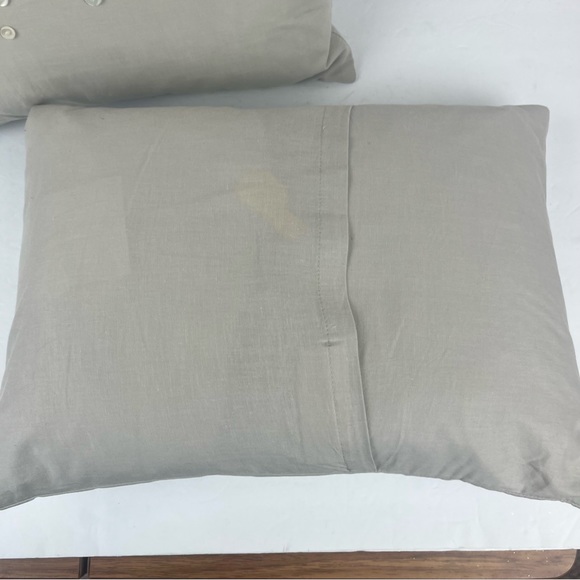Pair of Barbara Berry grey accent pillows with button & embroidered accents - Picture 6 of 12